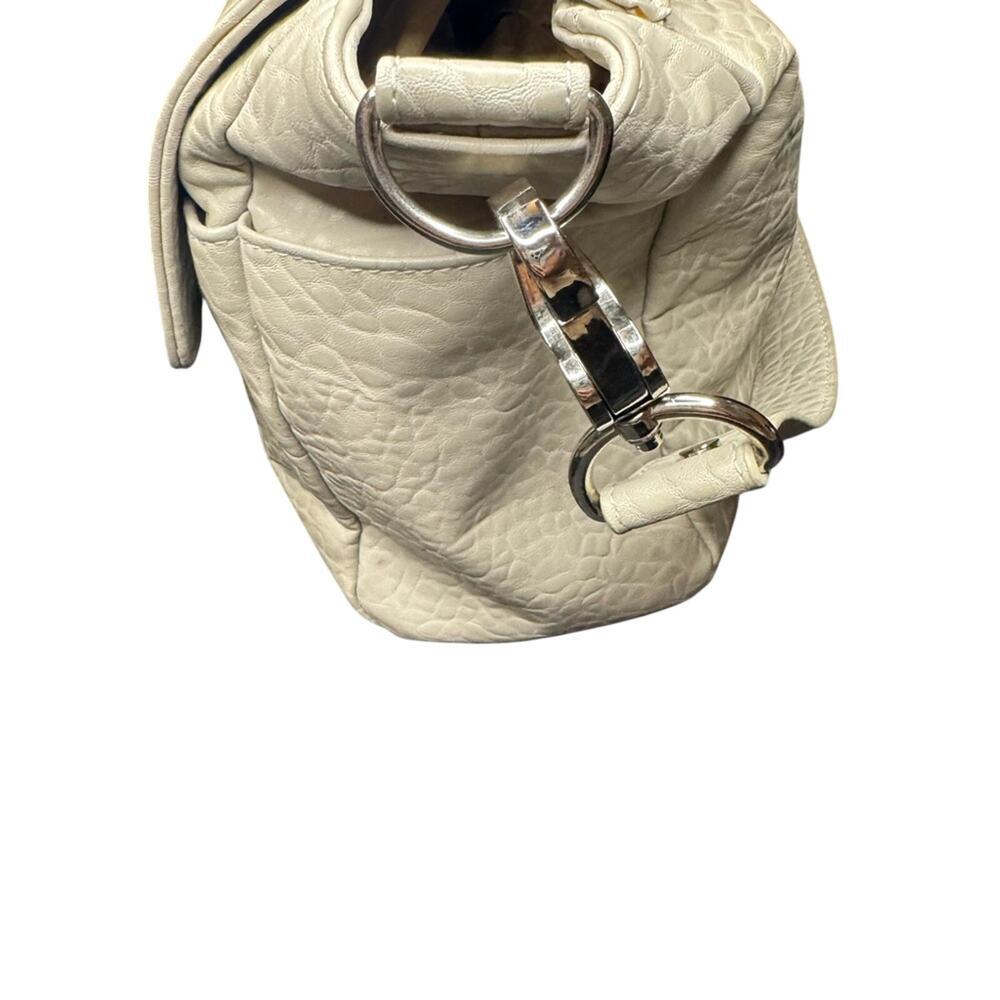 Thirty-One Platinum Grey Pebble Shoulder Bag Vegan Leather Casual Tote - Picture 4 of 13